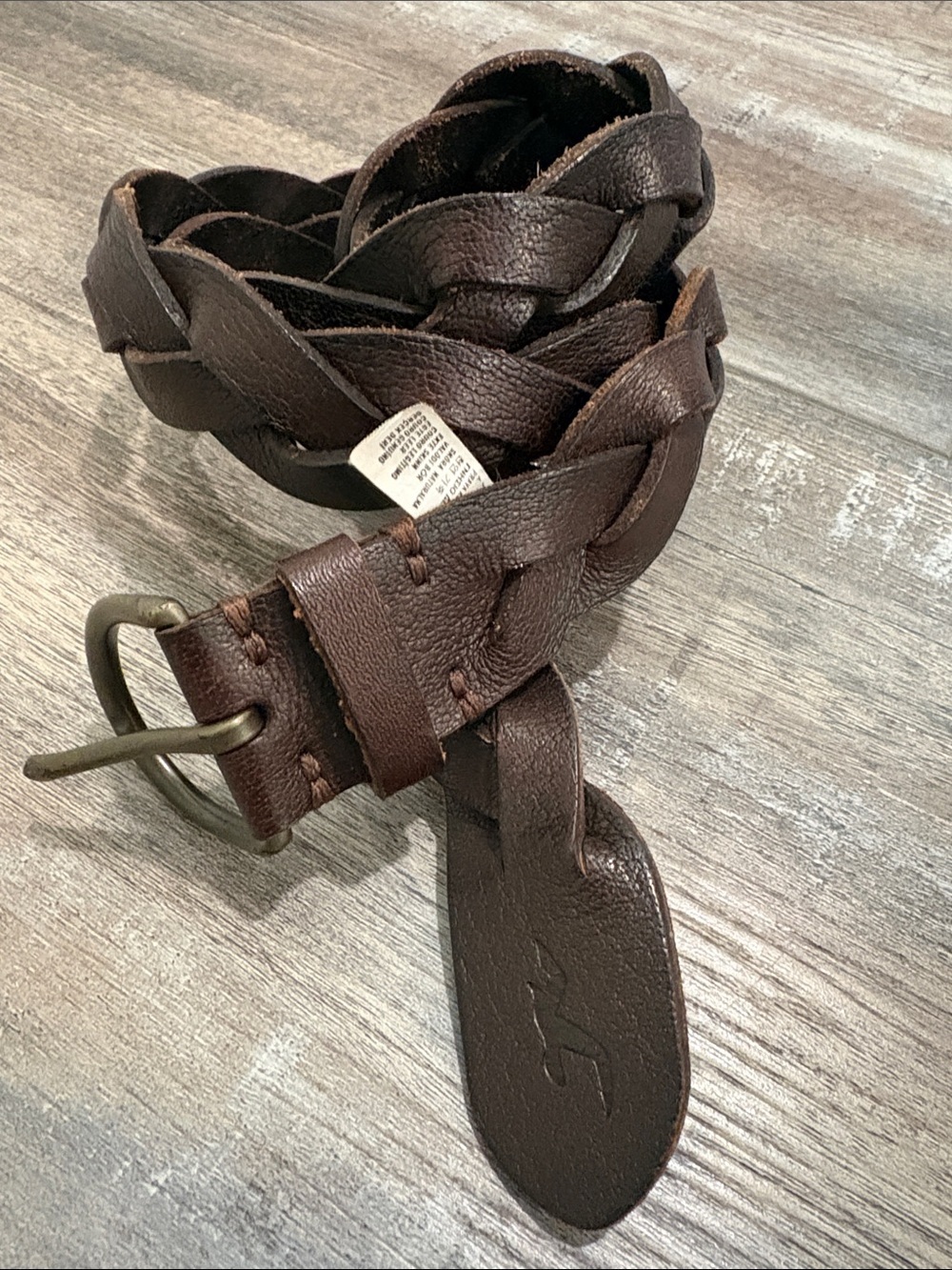 Hollister Brown leather braided belt XS